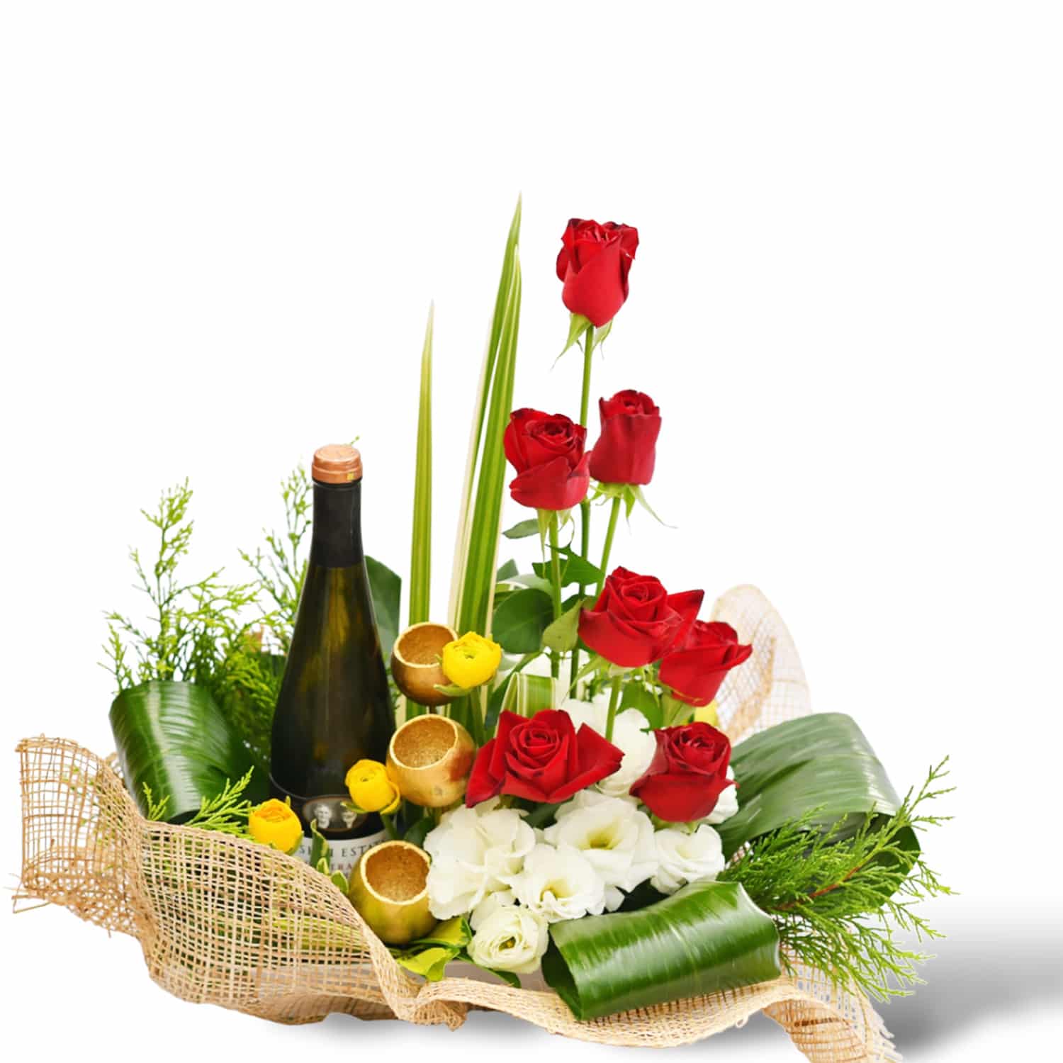 משלוח פרחים בראשון לציון - הסחלב: חנות פרחים לכל אירוע - סידור קלאסי יוקרתי & יין שרדונה