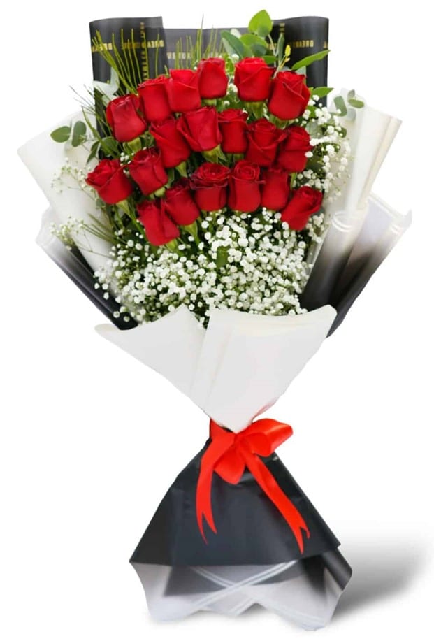 משלוח פרחים - זר פרחים זריחה אדומה